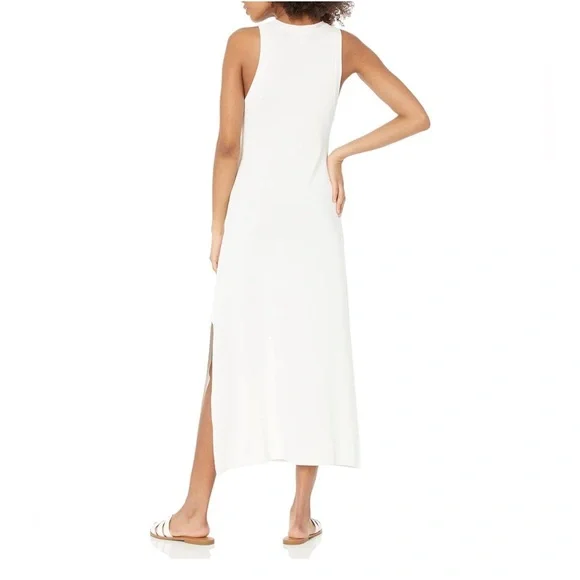 The Drop | Women’s Whisper White Gabriela High Neck A-line Side-Slit Maxi Dress - Picture 7 of 9